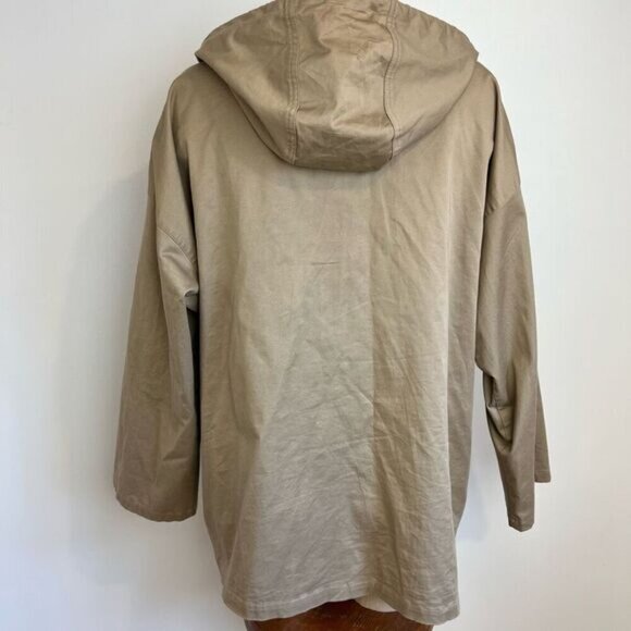 Joe Fresh Women’s Medium Tan Hooded Anorak Style Jacket Coat Snaps Cargo Oversiz - Picture 3 of 15